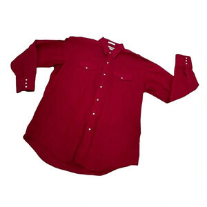 Vintage Ranch Wear Maroon Snap Western Shirt XL 17/35